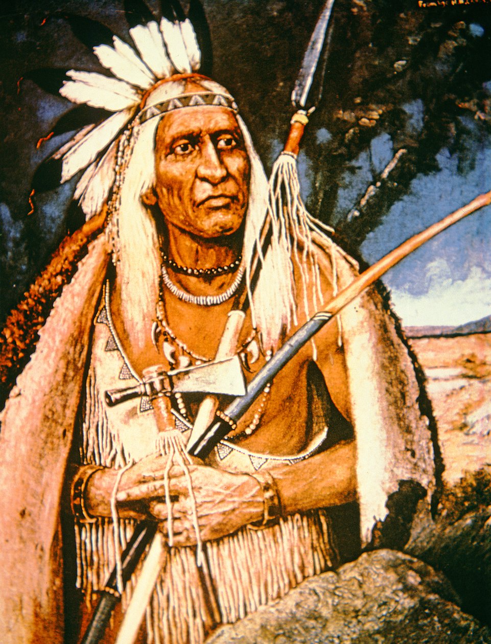 Iroquois Chief (tuval üzerine yağlı boya) by Henry H. Cross