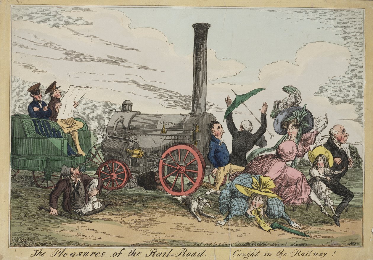 Demiryolu Yolunun Zevkleri - Demiryolunda Yakalandı!, 1840 dolayları (el renkli gravür) by Henry Heath