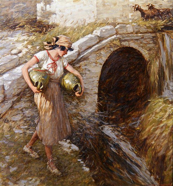 Kavanozlu Kız (tuval üzerine yağlı boya) by Henry Herbert La Thangue