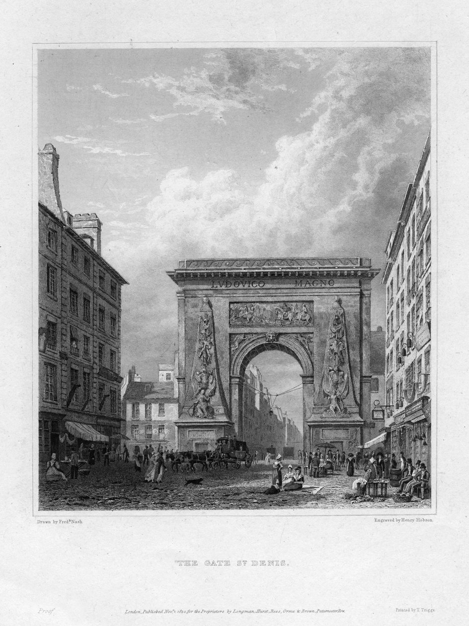 Porte Saint-Denis, Paris, Fransa, 1820 by Henry Hobson