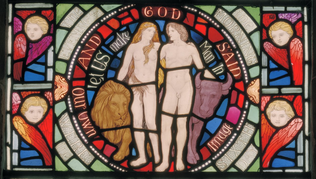 Adem ve Havva, Benedicite Pencere detayı, 1895 dolayları (vitray) by Henry Holiday