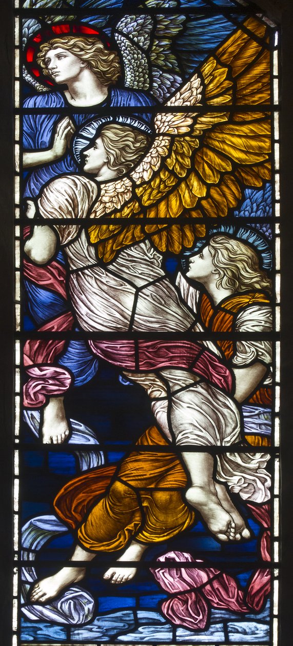 Buckland, St Mary, James Powell & Sons, Henry Holiday, Barcote Şapeli, Övgü Melekler, 1889 by Henry Holiday
