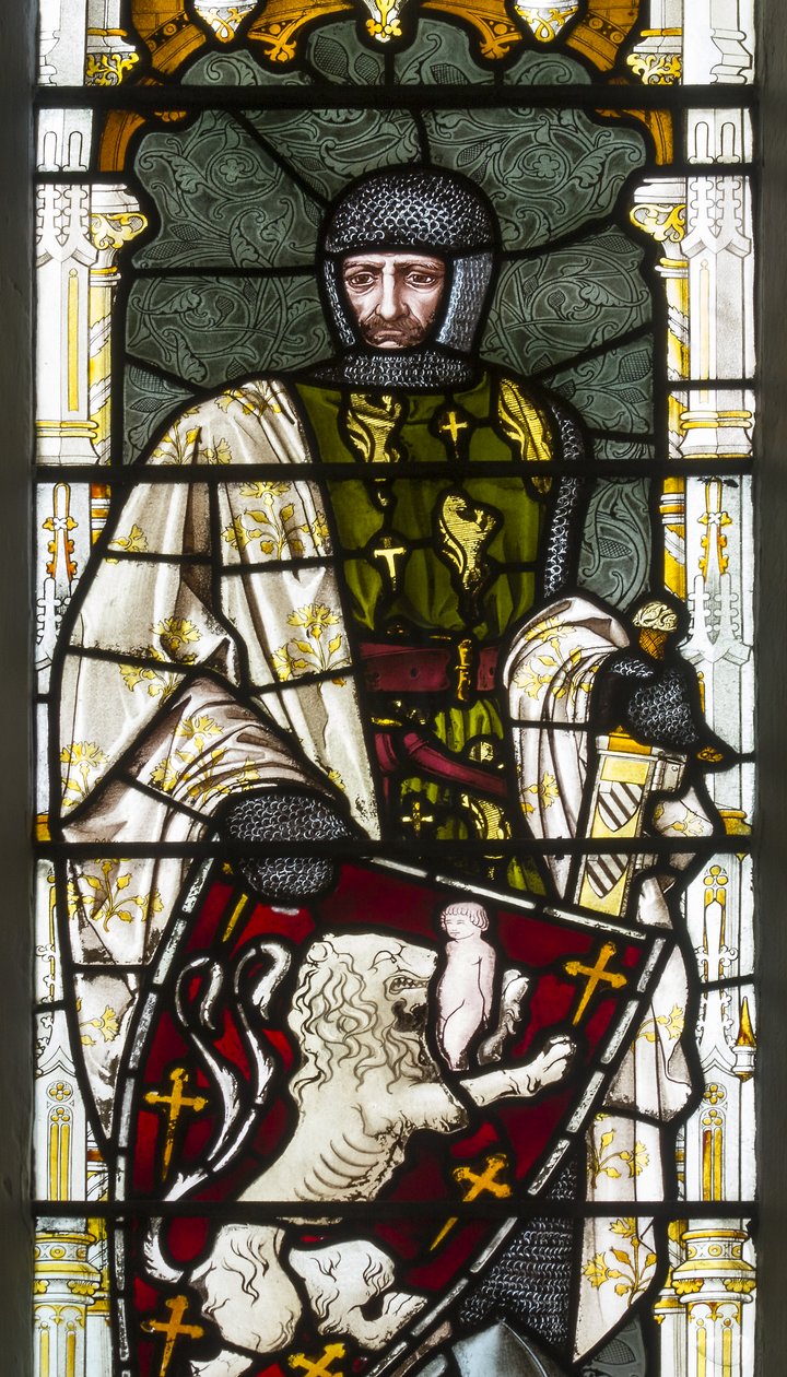 Cambridge, Trinity College, Heaton Butler & Bayne, Henry Holiday, Simon de Montfort, 1870, adapted from Carl Almquist by Henry Holiday