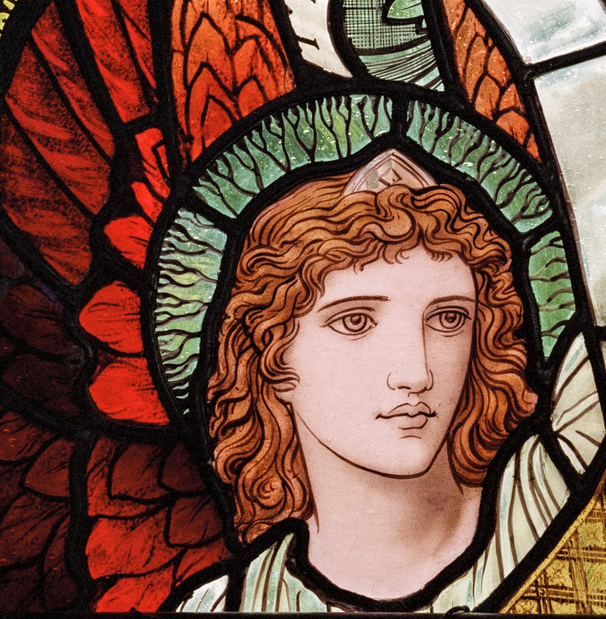 Grasmere, St Oswald, James Powell & Sons, Henry Holiday, Bakan Melekler, detay, 1893 by Henry Holiday