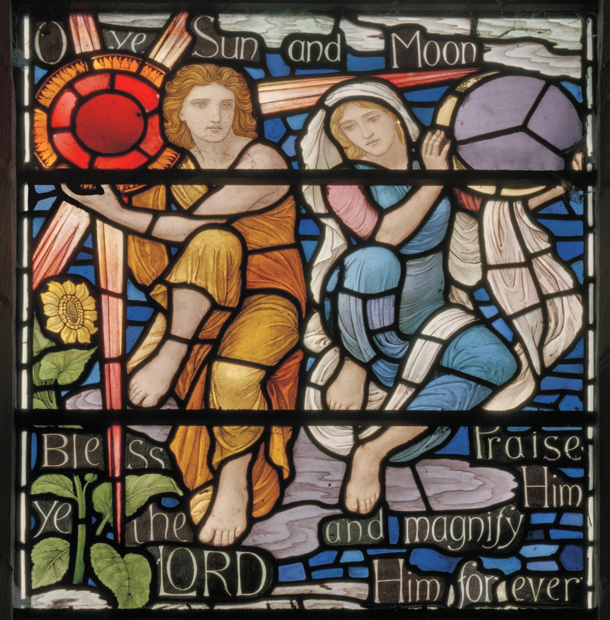 O Ye Sun & Moon, Benedicite Pencere detayı, 1895 civarı (vitray) by Henry Holiday