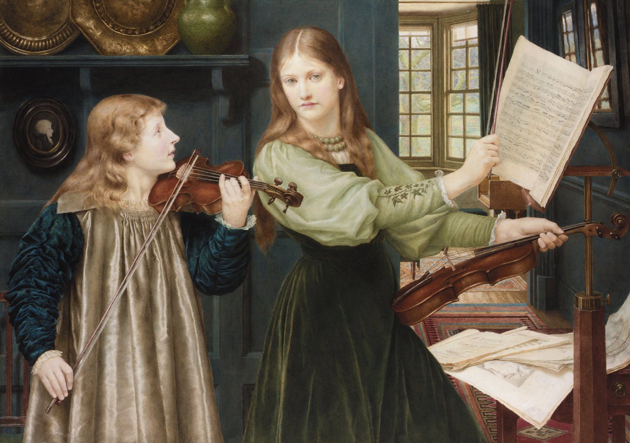 Raphael öncesi resimler: Duet par Holiday, Henry (1839-1927). Karton üzerine suluboya, 78x108. Özel koleksiyon by Henry Holiday