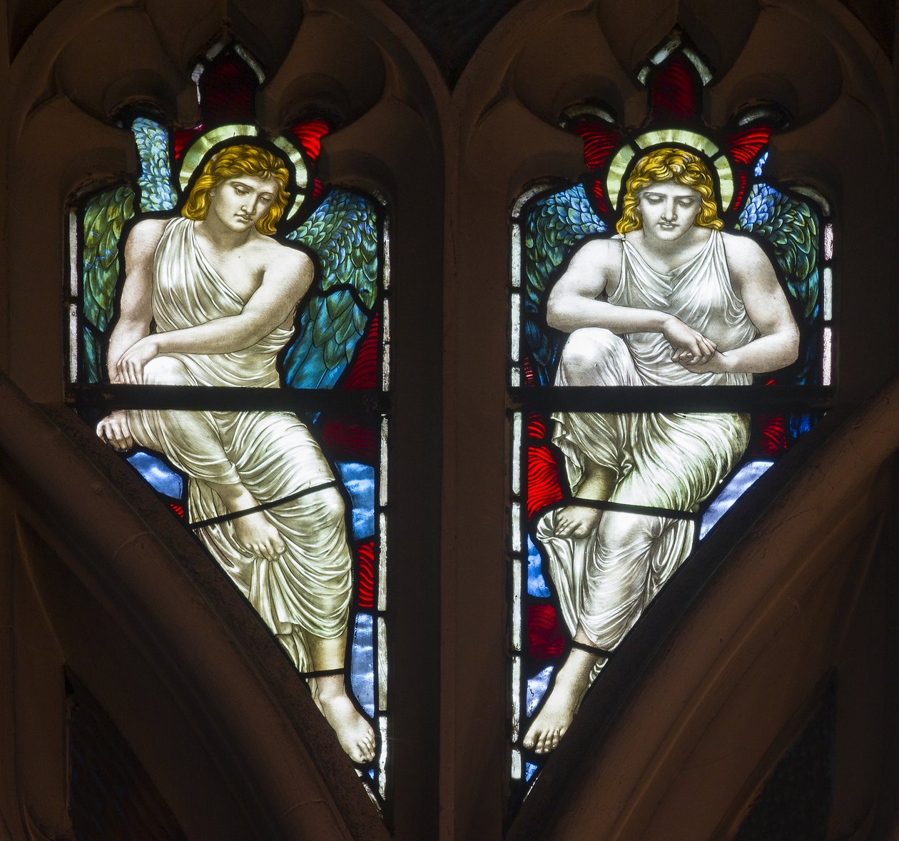 Westminster, St Margaret, James Powell & Sons, Henry Holiday, Tracery Angels, 1883 by Henry Holiday