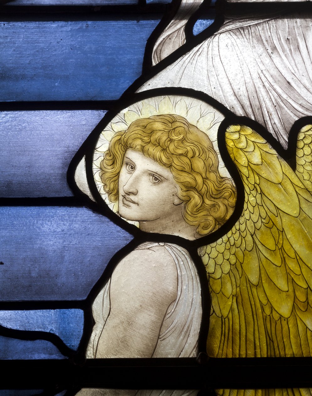 Wolsingham, St Mary & St Stephen, James Powell & Sons, Henry Holiday, Jacobs Ladder, Angel detayı, 1881 by Henry Holiday
