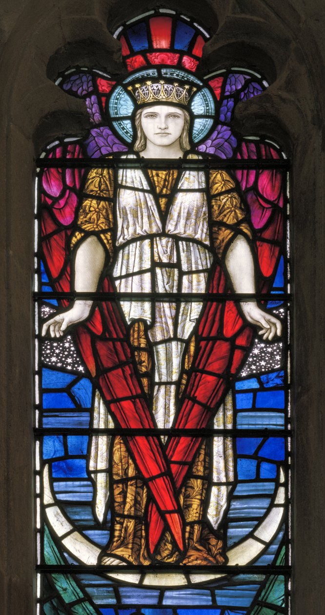 Yeovil, St John The Baptist, Lowndes & Drury, Henry Holiday, Zafer Meleği, 1917-18 by Henry Holiday