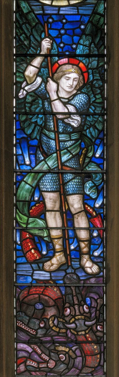 Yeovil, St John The Baptist, Lowndes & Drury, Henry Holiday, The Archangel St Michael & Dragons, 1917-18 by Henry Holiday