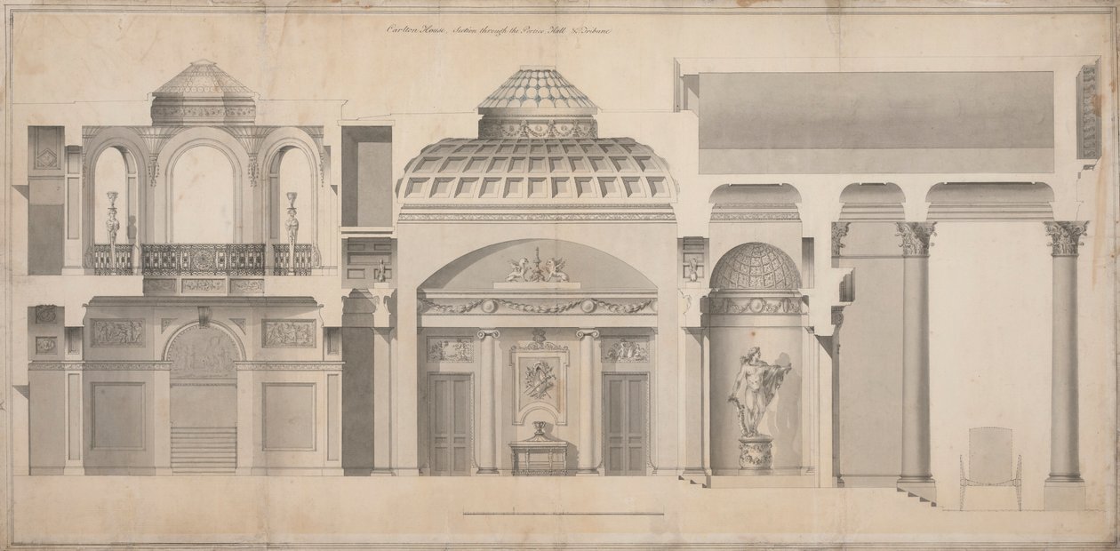 Carlton House, Pall Mall, Londra: Portico, Hall ve Tribune Bölümü by Henry Holland