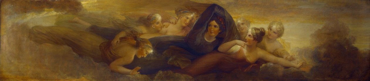 Gece, Ülker ile, 1834 (maun panel üzerine yağlı boya) by Henry Howard