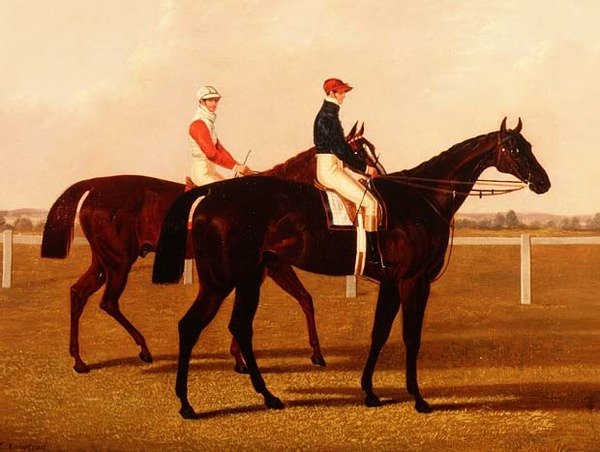 Jockeys Up ile Yarış Atları "Charles XII" ve "Öklid" by Henry Hugh Armstead