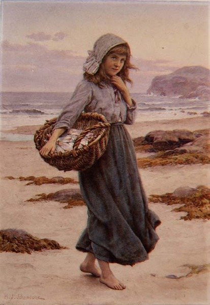 Balıkçı Kız (suluboya) by Henry James Johnstone