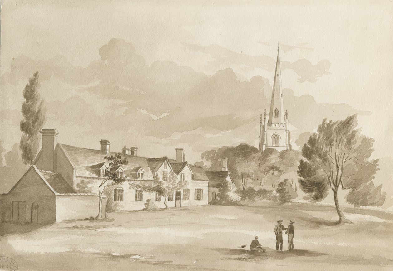 Brewood Kilisesi: sepya çizimi, 1844 by Henry James Noyes