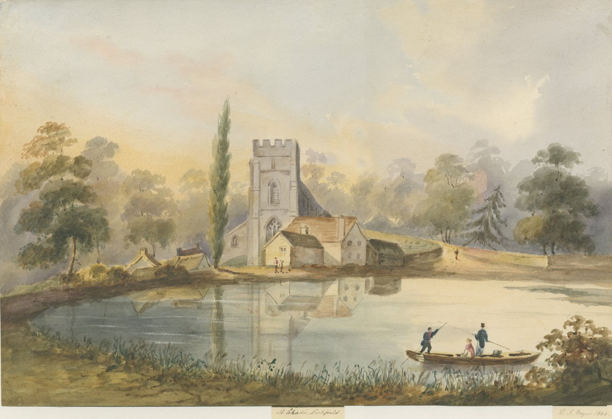 Lichfield - Aziz Çad Kilisesi: sulu boya boyama by Henry James Noyes