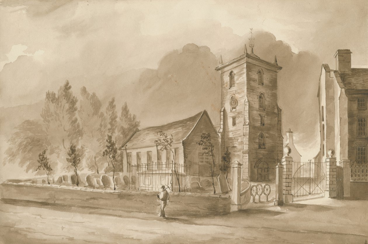 Willenhall Kilisesi: sepya çizimi, nd [1844] (çizim) by Henry James Noyes