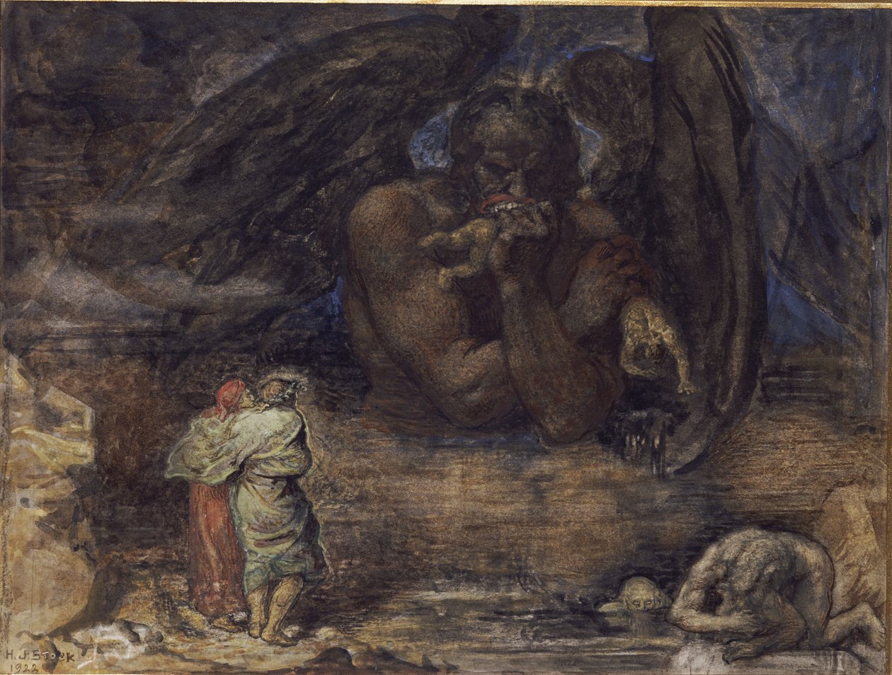 Dante ve Virgil Cehennemde Lucifer ile Karşılaşıyor by Henry John Stock