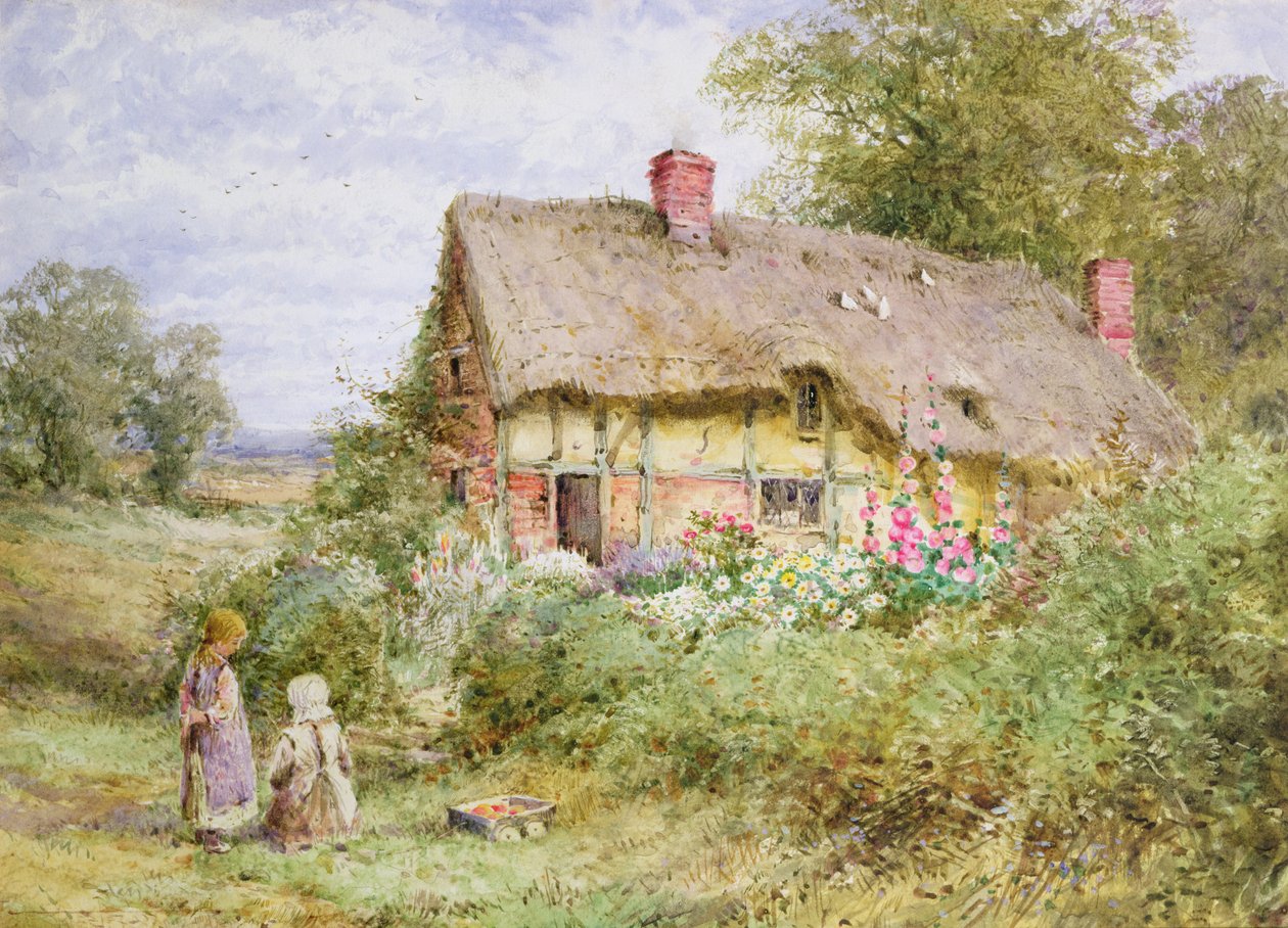 Bedfordshire Kulübesi (suluboya) by Henry John Sylvester Stannard