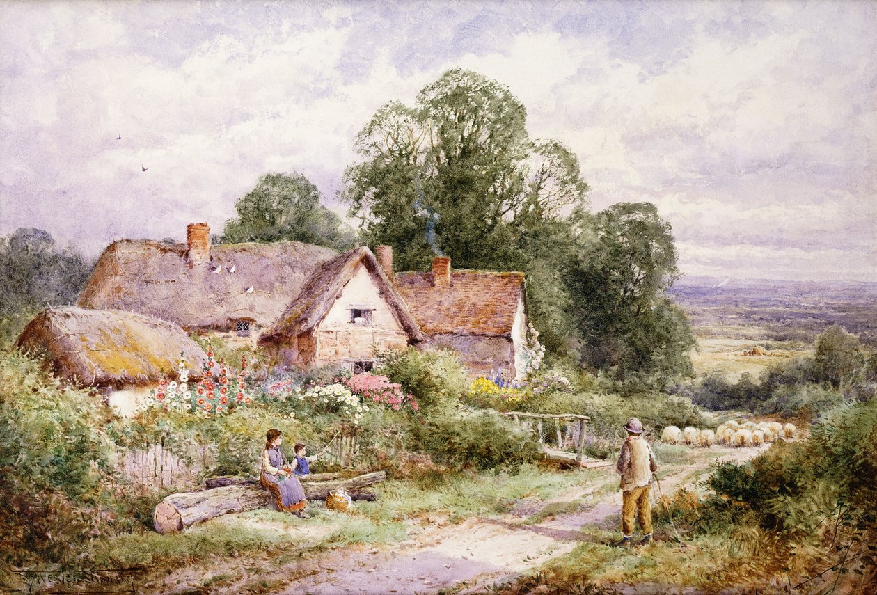 Woburn, Bedfordshire yakınlarında bir Koyun Yolu by Henry John Sylvester Stannard