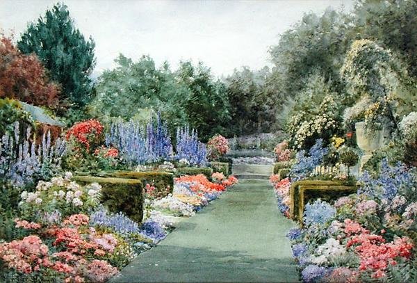 Bir Yaz Bahçesi (kağıt üzerine suluboya) by Henry John Sylvester Stannard