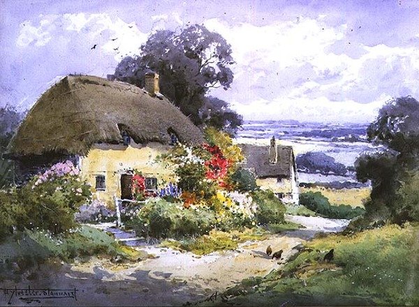 Bir Surrey Lane (suluboya) by Henry John Sylvester Stannard