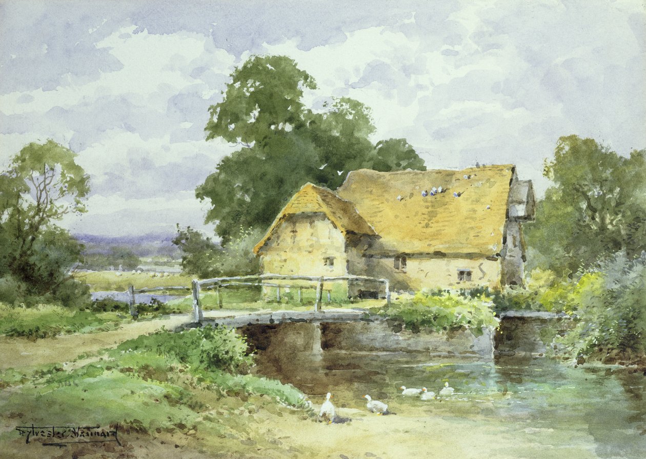 Surrey Watermill tarafından (suluboya) by Henry John Sylvester Stannard