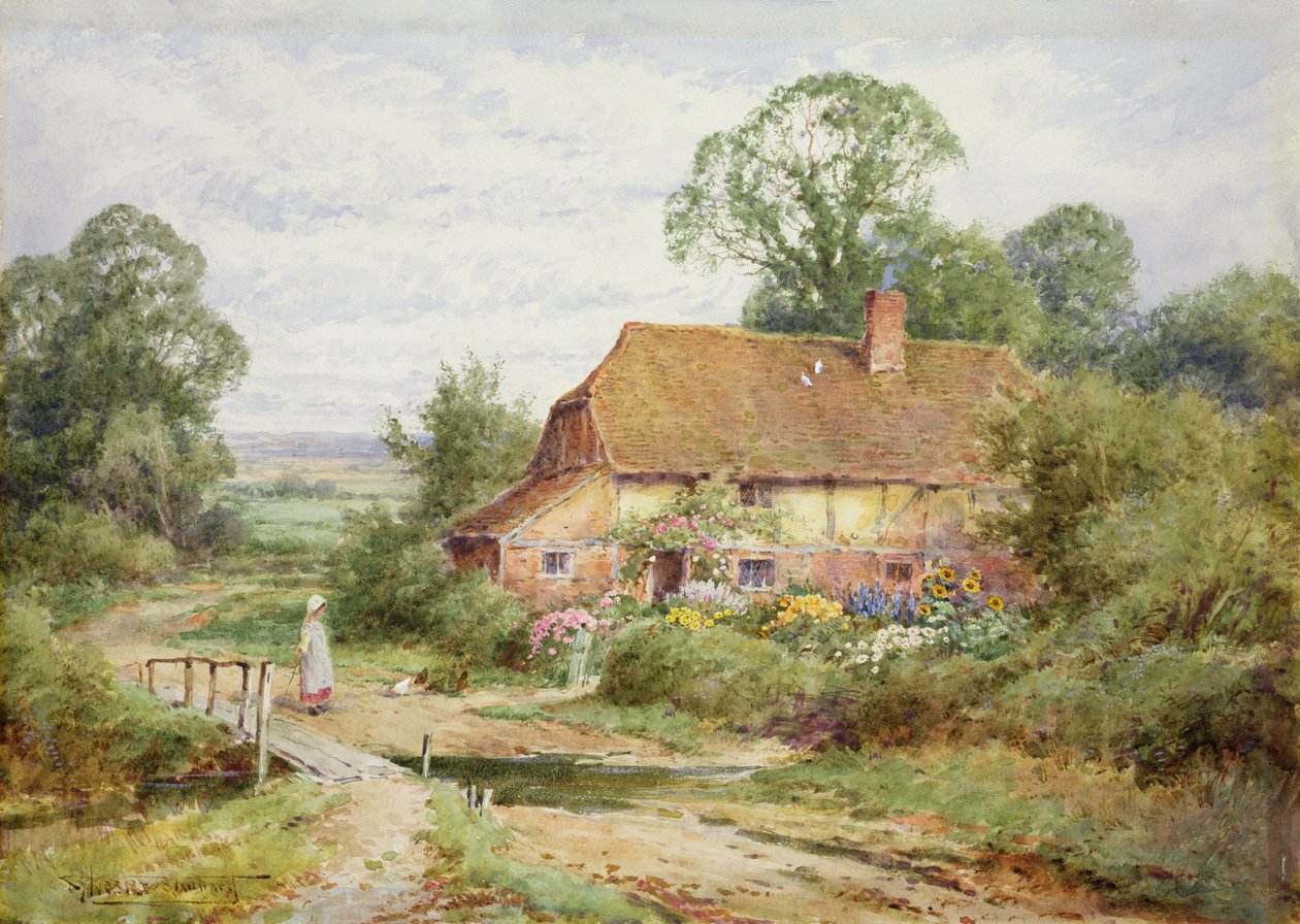 Tavukları beslemek (suluboya) by Henry John Sylvester Stannard