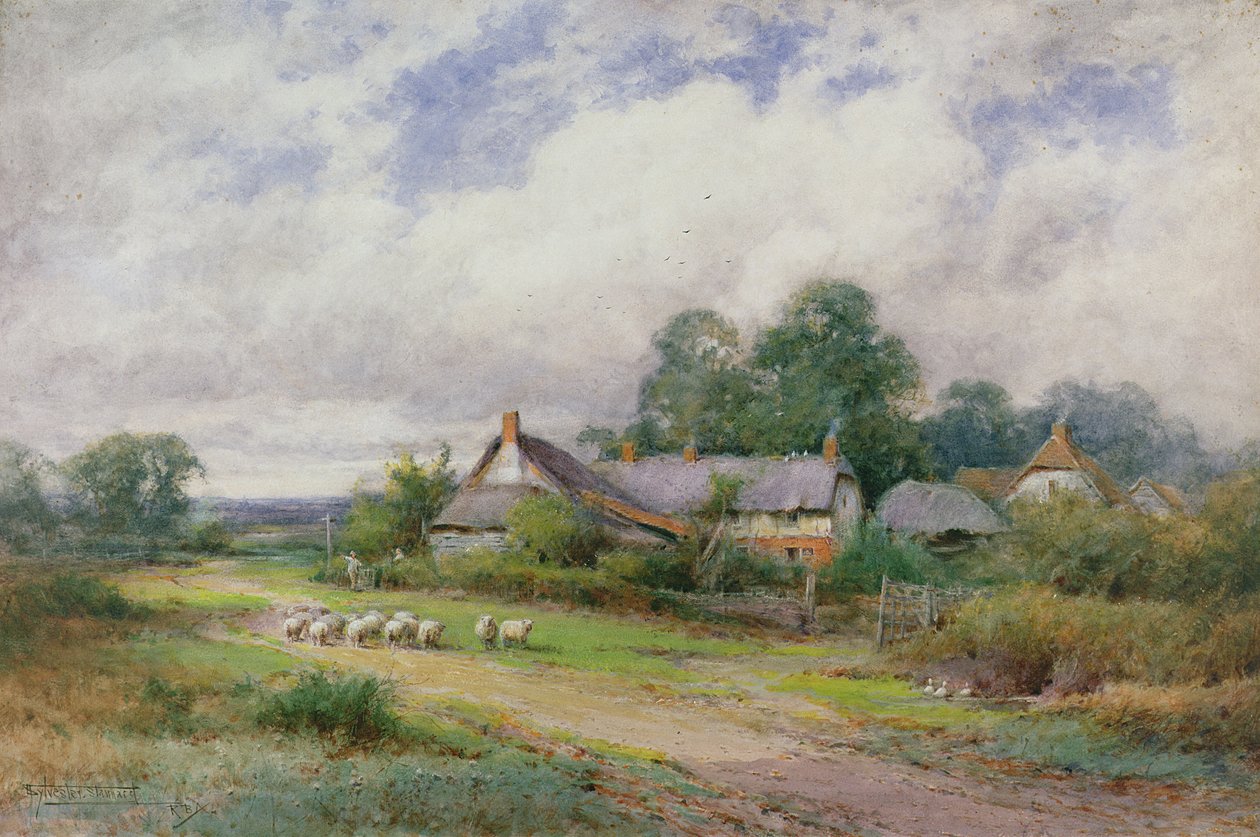 Pazardan Ev, Bir Bedfordshire Hamlet by Henry John Sylvester Stannard