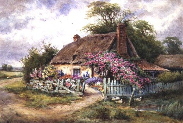 Ördekler ile Güzel Kulübe by Henry John Sylvester Stannard