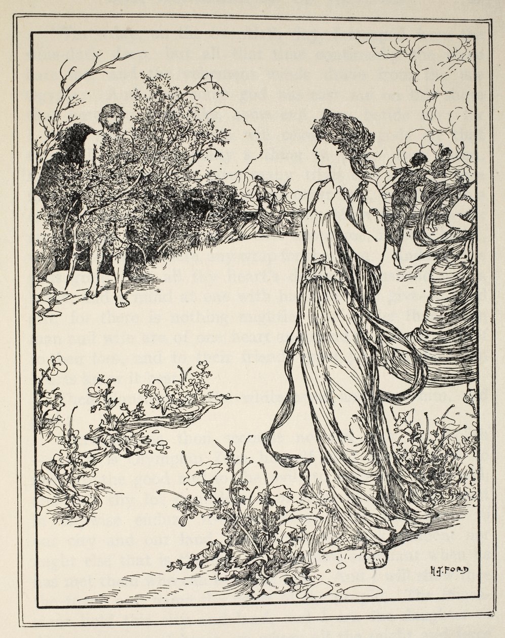 Ulysses, Nausicaa ile nasıl tanıştı, Andrew Lang, 1926 (kağıt üzerine mürekkep) by Henry Justice Ford
