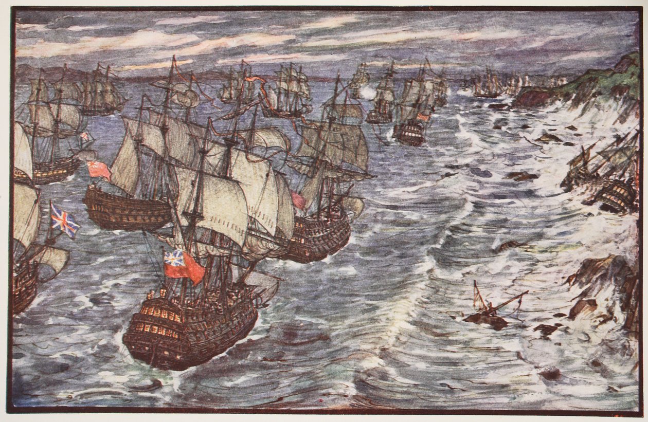 Quiberon Körfezi, 1759, C.R.L. Fletcher ve Rudyard Kipling, 1911 by Henry Justice Ford