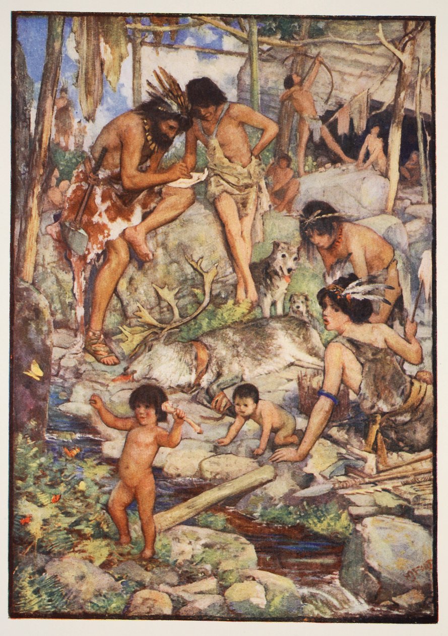 Mağara İnsanları, C.R.L. Fletcher ve Rudyard Kipling, 1911 by Henry Justice Ford