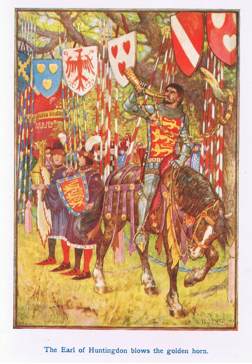 Huntingdon Kontu altın boynuzu üfler by Henry Justice Ford