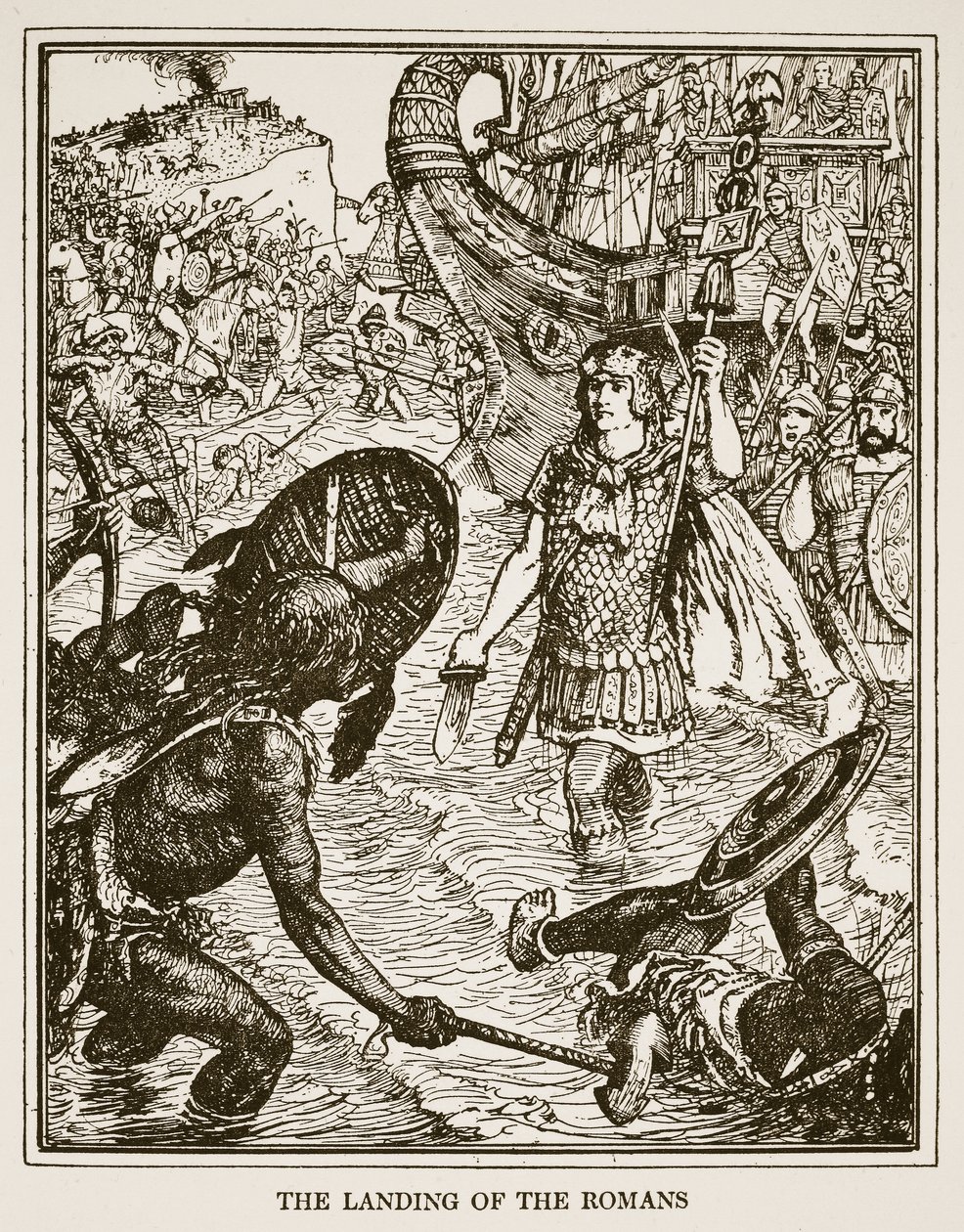 Romalıların İnişi, C.R.L. Fletcher ve Rudyard Kipling, 1911 by Henry Justice Ford
