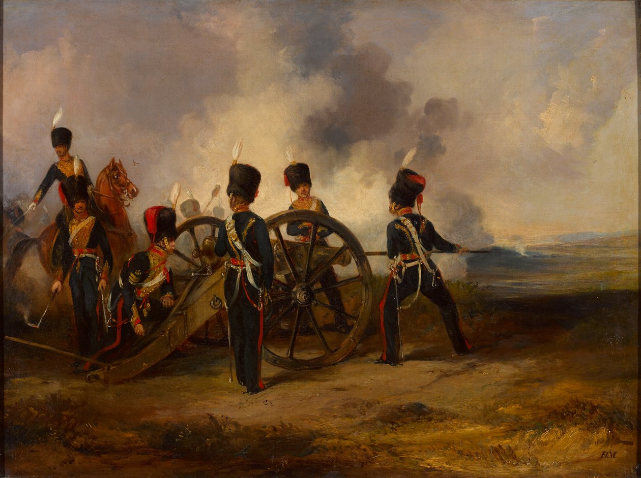 Bir Kraliyet Atlı Topçu silah mürettebatı yükleme, 1844 dolaylarında by Henry Martens