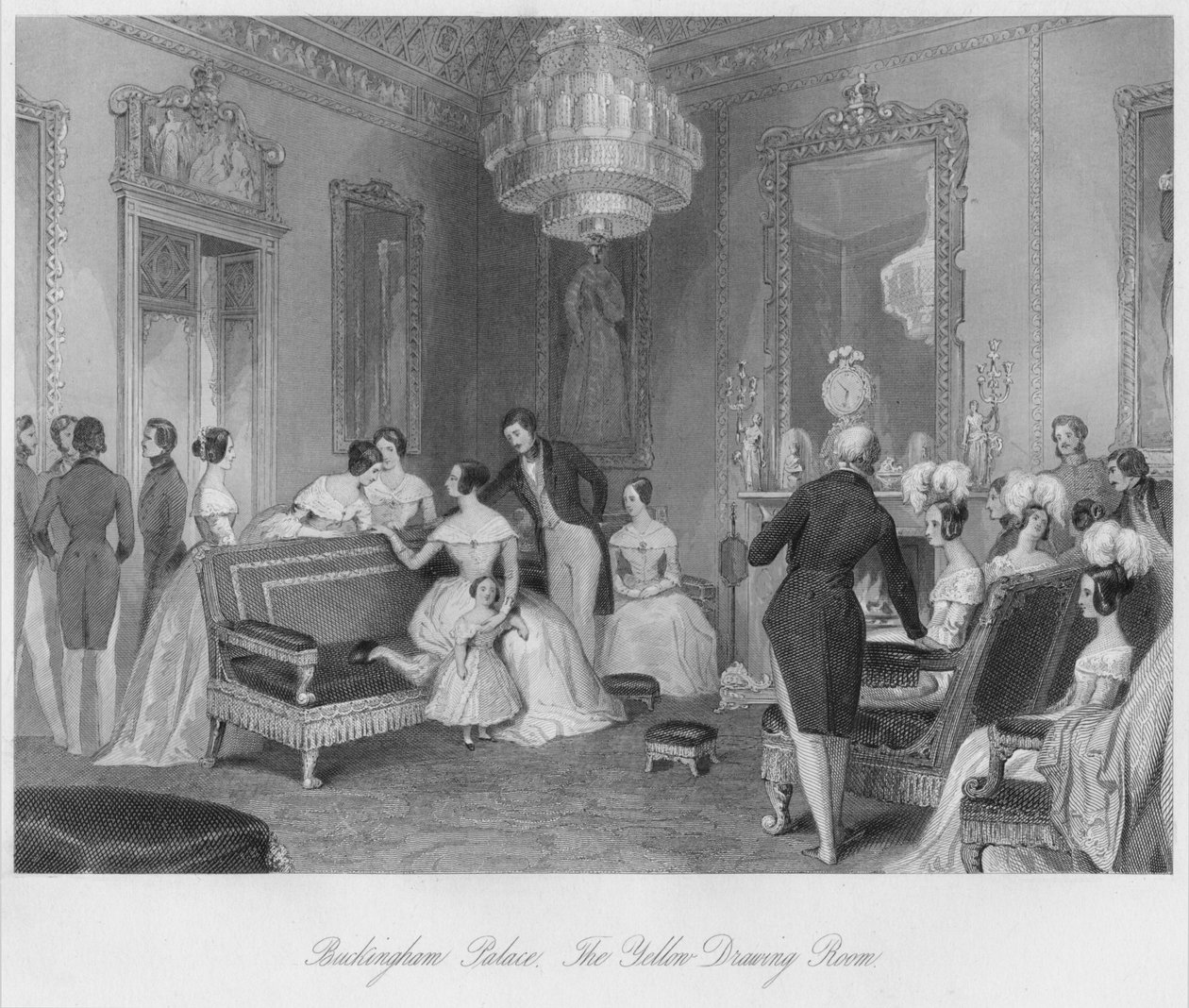 Buckingham Sarayı. Sarı Çizim Odası, c1841 by Henry Melville