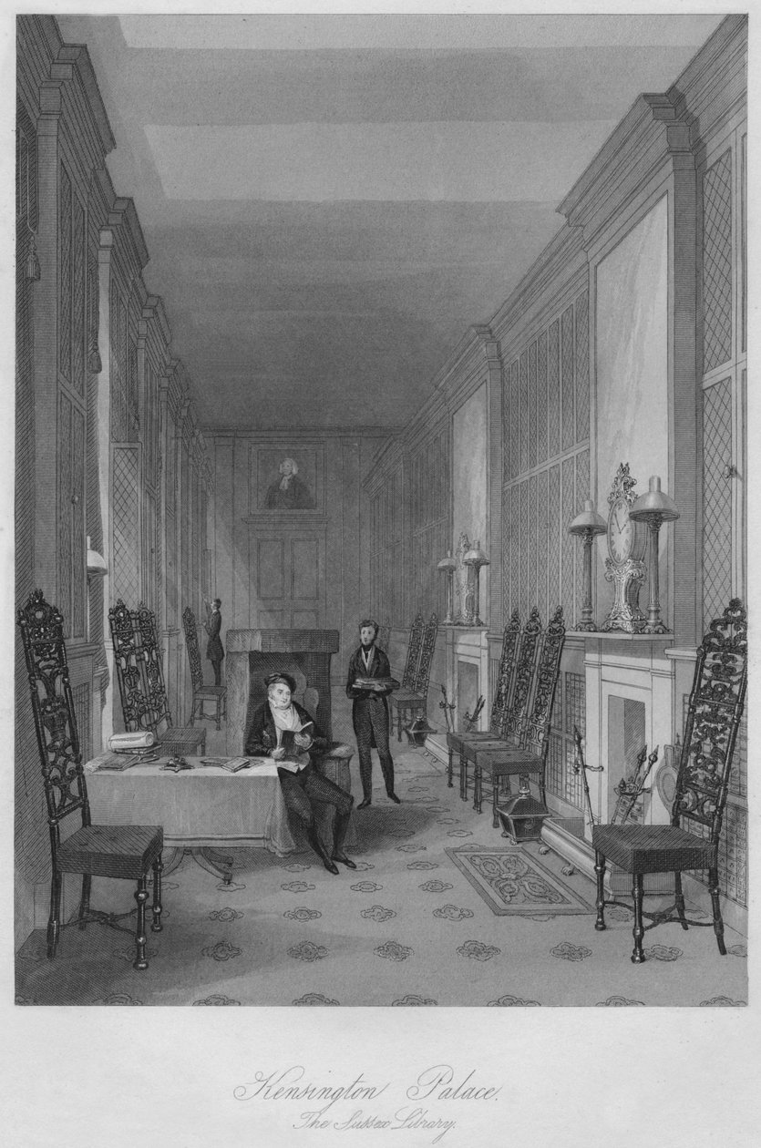 Kensington Sarayı. Sussex Kütüphanesi, c1841 by Henry Melville