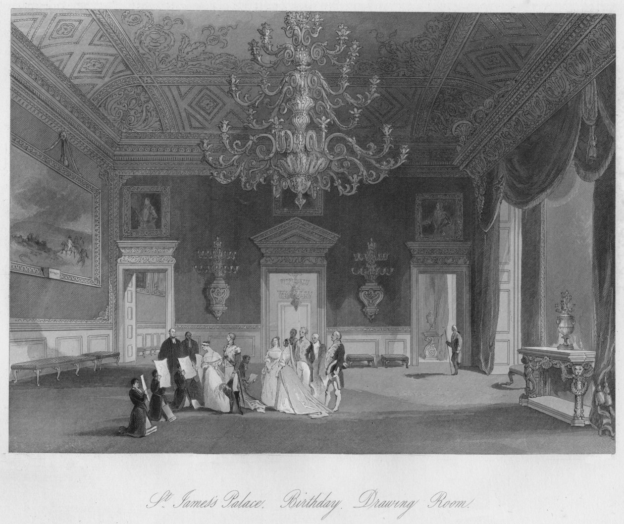 Aziz James Sarayı. Doğum günü. Çizim Odası, c1841 by Henry Melville