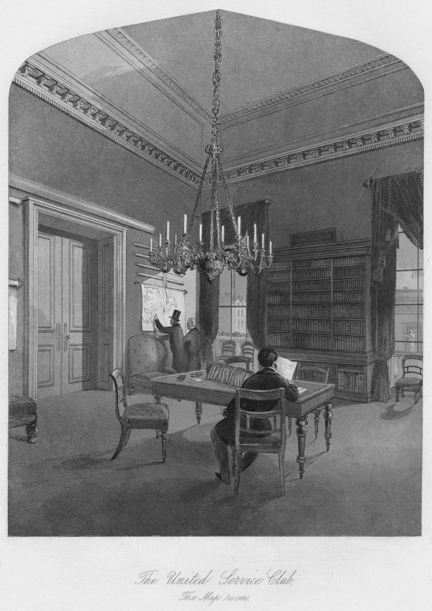 Birleşik Hizmet Kulübü. Harita odası, c1841 by Henry Melville