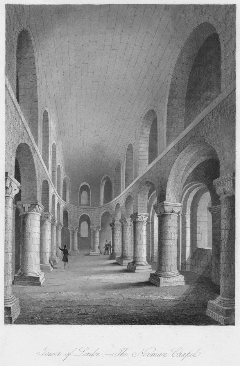 Londra kulesi. - Norman Şapeli, c1841 by Henry Melville