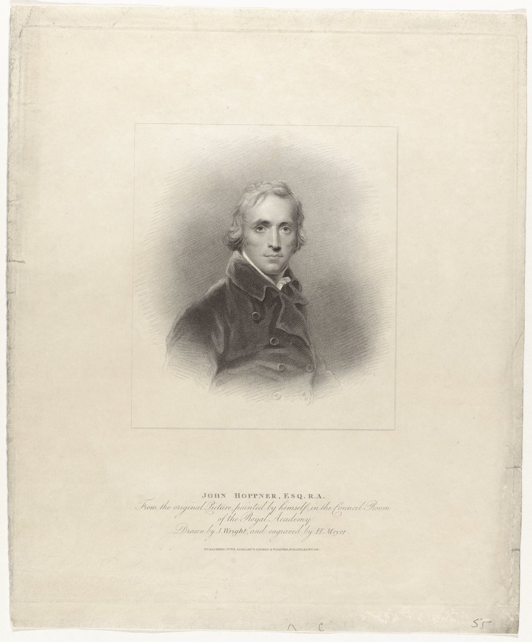 Portret van John Hoppner John Hoppner, Av. R.A. (nesne üzerindeki başlık) Britse portretten (dizi adı) İngiliz Çağdaş Portreler Galerisi (seri başlığı) by Henry Meyer