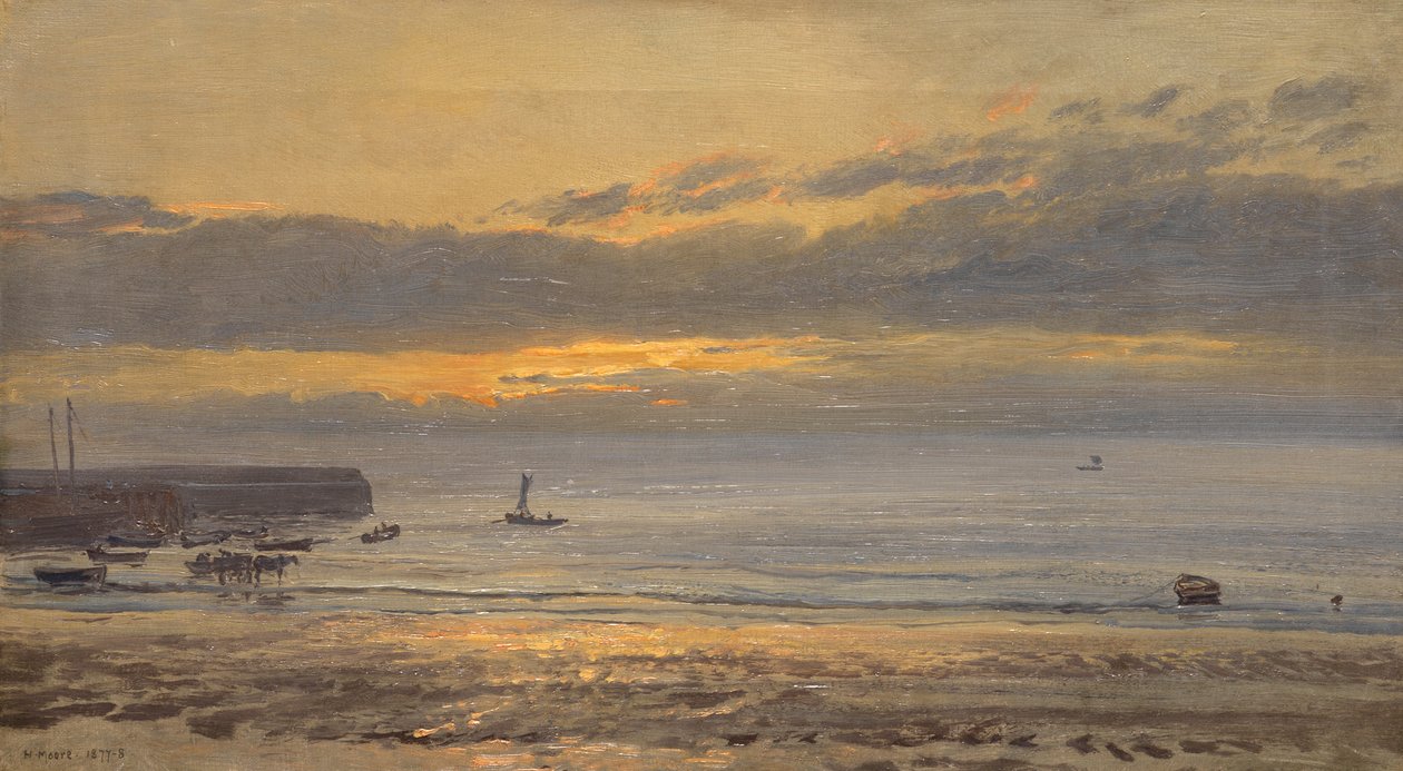 Gün Doğumundan Önce, Scarborough - Alçak Su, 1878 by Henry Moore