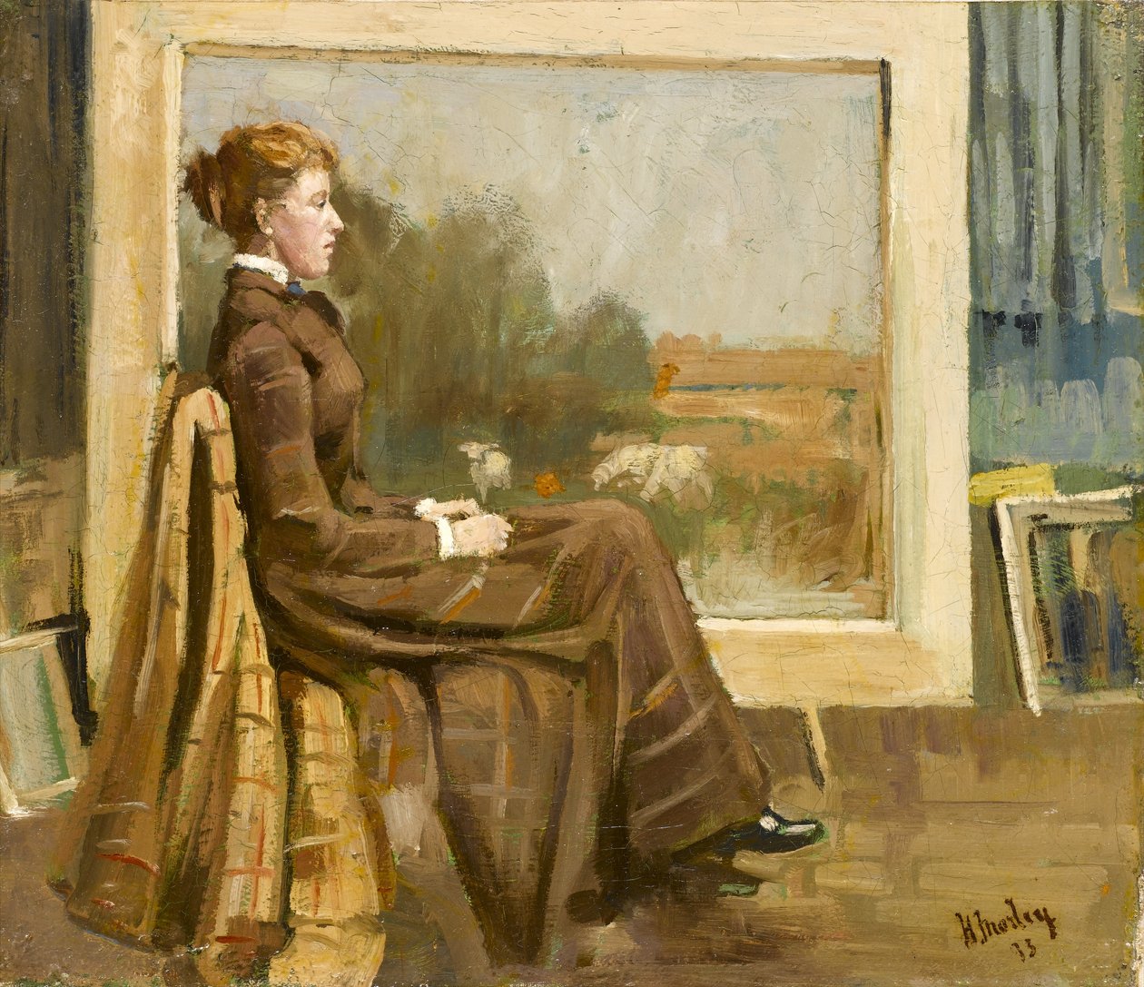 Oturan bir bayanın portresi, ressamın müstakbel eşi, 1893 by Henry Morley
