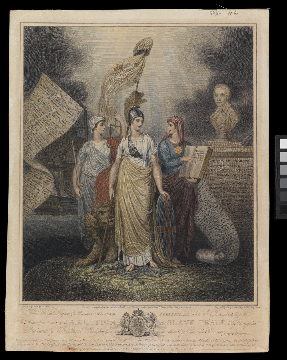Köle Ticaretinin Kaldırılması Anısına Plaka, 4 Haziran 1808 (elle renklendirilmiş gravür) by Henry Moses