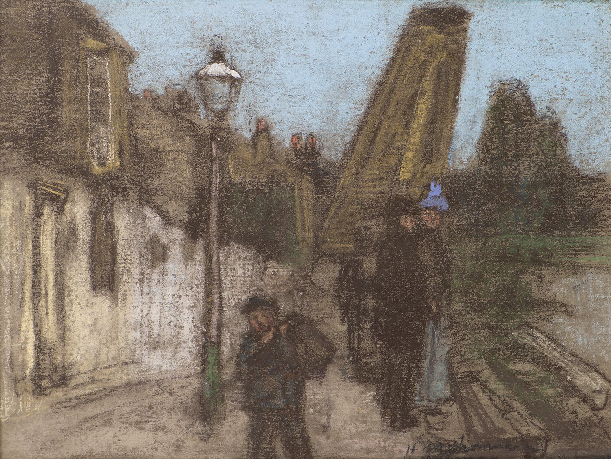 Thames kıyısındaki ev (pastel) by Henry Muhrmann