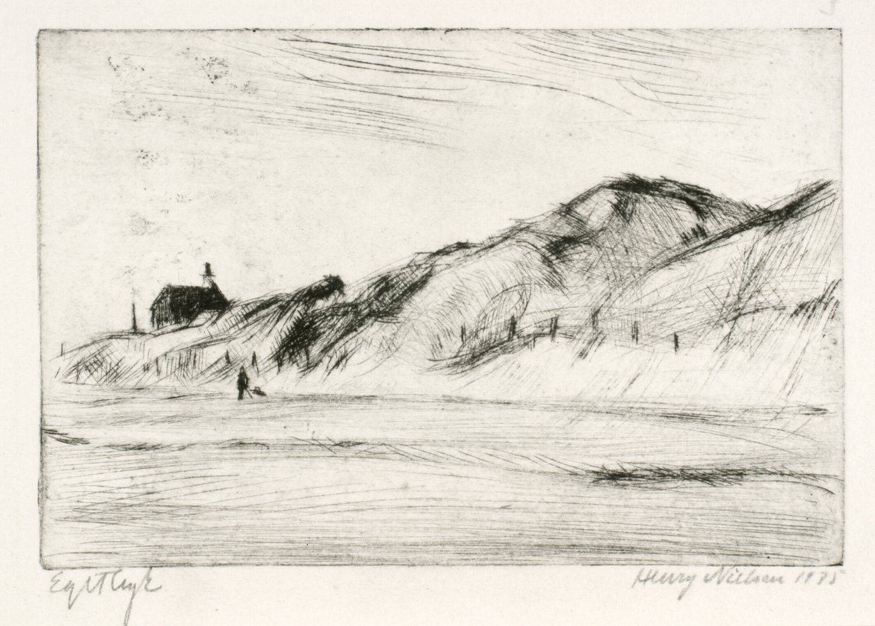 Ev ve kişi ile kumul manzara by Henry Nielsen