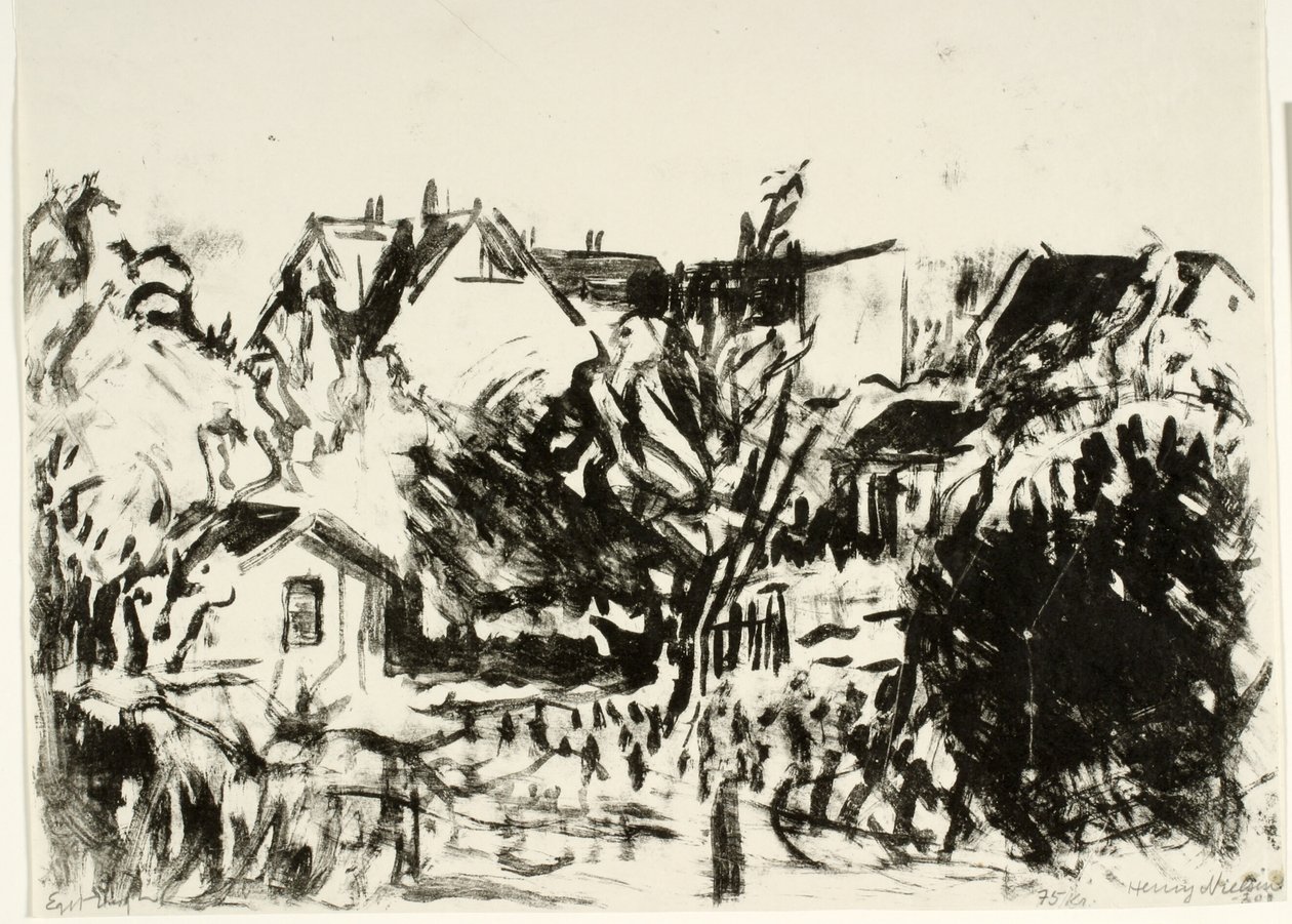Bahçe ve evlerin manzarası by Henry Nielsen
