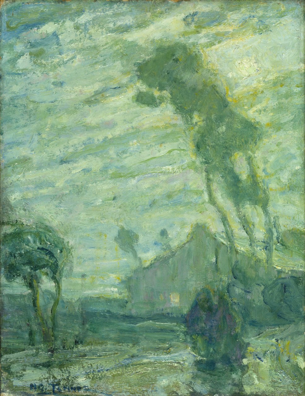 Manzara (karton üzerine yağlı boya; arkaya pastel/tebeşir çizimi) by Henry Ossawa Tanner