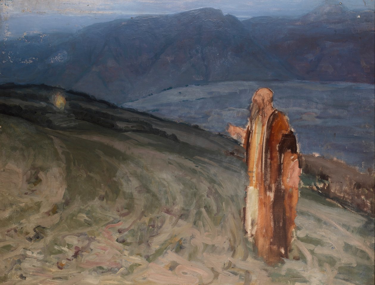 Musa ve Yanan Çalı için çalışma. by Henry Ossawa Tanner